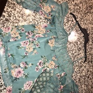 Floral cold shoulder top